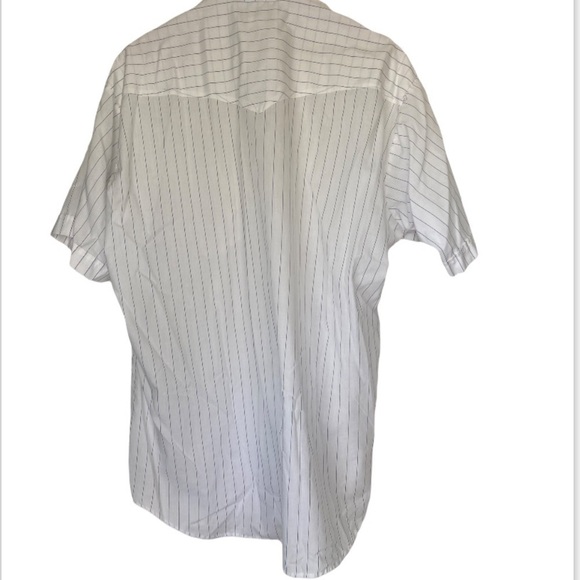 VINTAGE Pearl Snap Pin Stripe White Short Sleeve Mens Shirt Size 18 Made in USA - Picture 2 of 6